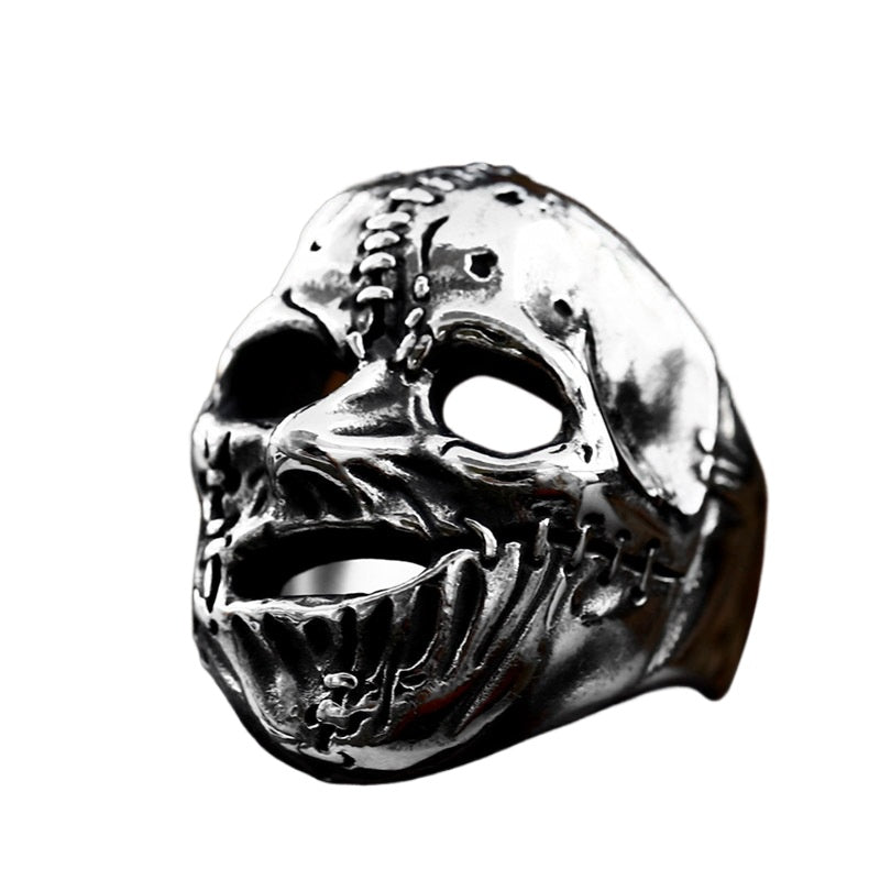 Wholesale Titanium Steel Punk Skull Ring - Cross-Border Clown Mask Design for Men