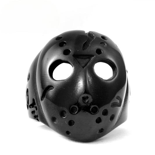 Wholesale Jason Mask Ring for Men - Electroplated Black Stainless Steel Jewelry Collection