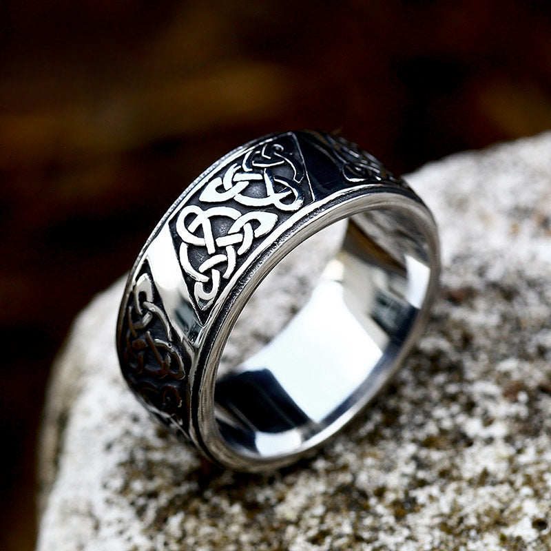 Titanium Steel Nordic Viking Celtic Knot Men's Ring - Retro Fashion Jewelry