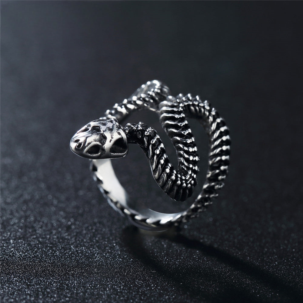 Snake Skeleton Titanium Steel Ring for Men