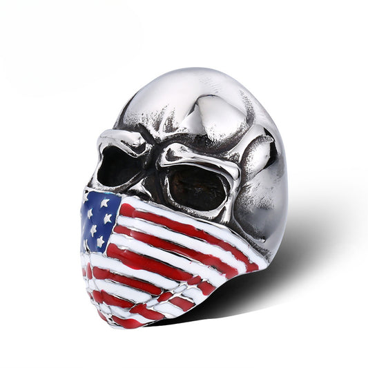 Titanium Steel Skull Ring for Men - Retro European and American Style, Wholesale Domineering Design