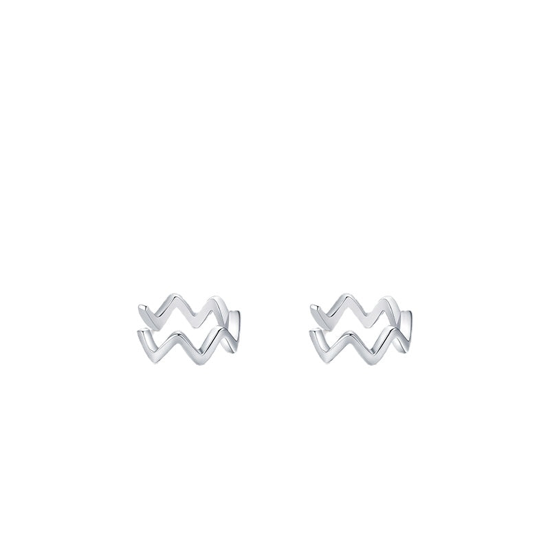 Sterling Silver Small Cute Temperament Wavy Ear Clips