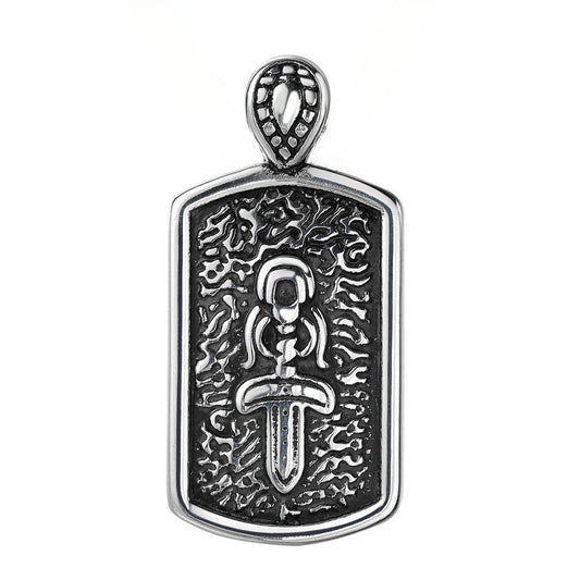 Cross Dagger Arc Rectangle Titanium Steel Pendant for Men