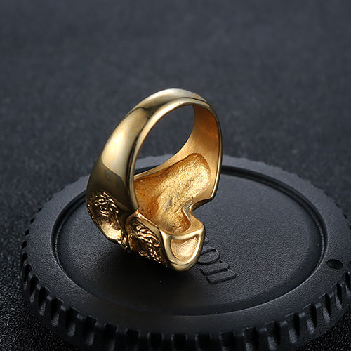 Titanium Steel Retro Punk Skull Ring for Men - European and American Religious Totem Design