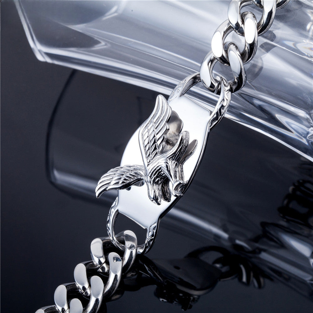 Men's Punk Eagle Titanium Steel Bracelet - European and American Stainless Steel Jewelry Wholesale