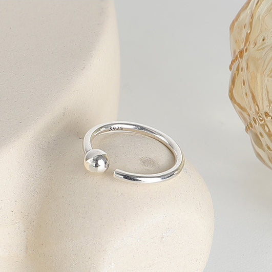 Small Round Bead Opening Sterling Silver Ring