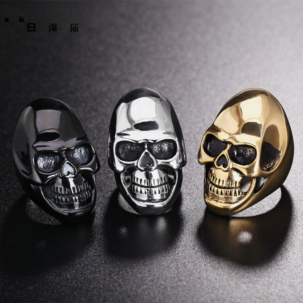 Halloween Skull Helmet Titanium Steel Ring for Men