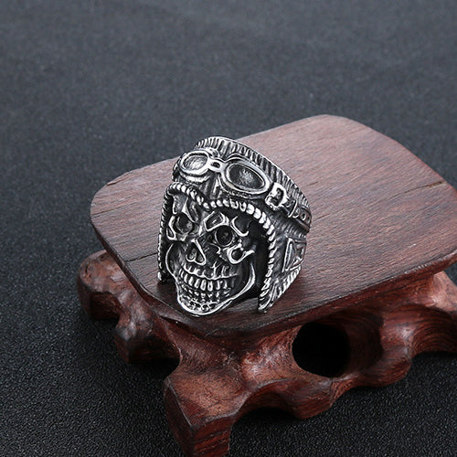 Titanium Steel Skull Ring for Men - Retro Punk Style Dominant Personality Jewelry