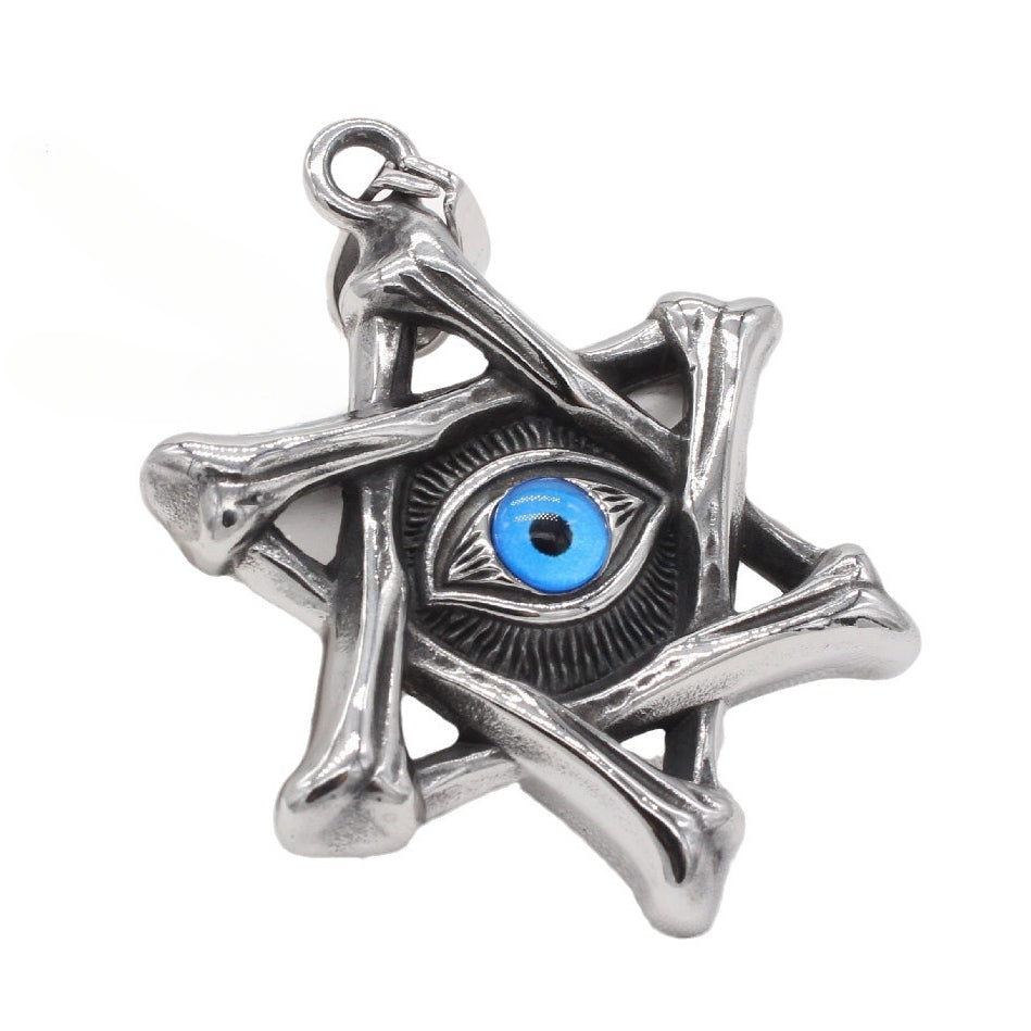 Demon Eye Hexagonal Star Titanium Steel Pendant for Men