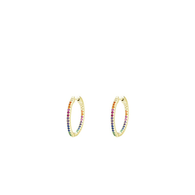 Elegant Rainbow Inlaid S925 Silver Stud Earrings