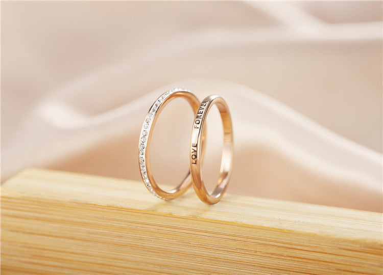 Rose Gold Forever Love Women's Ring with 2-in-1 Korean Style Combination