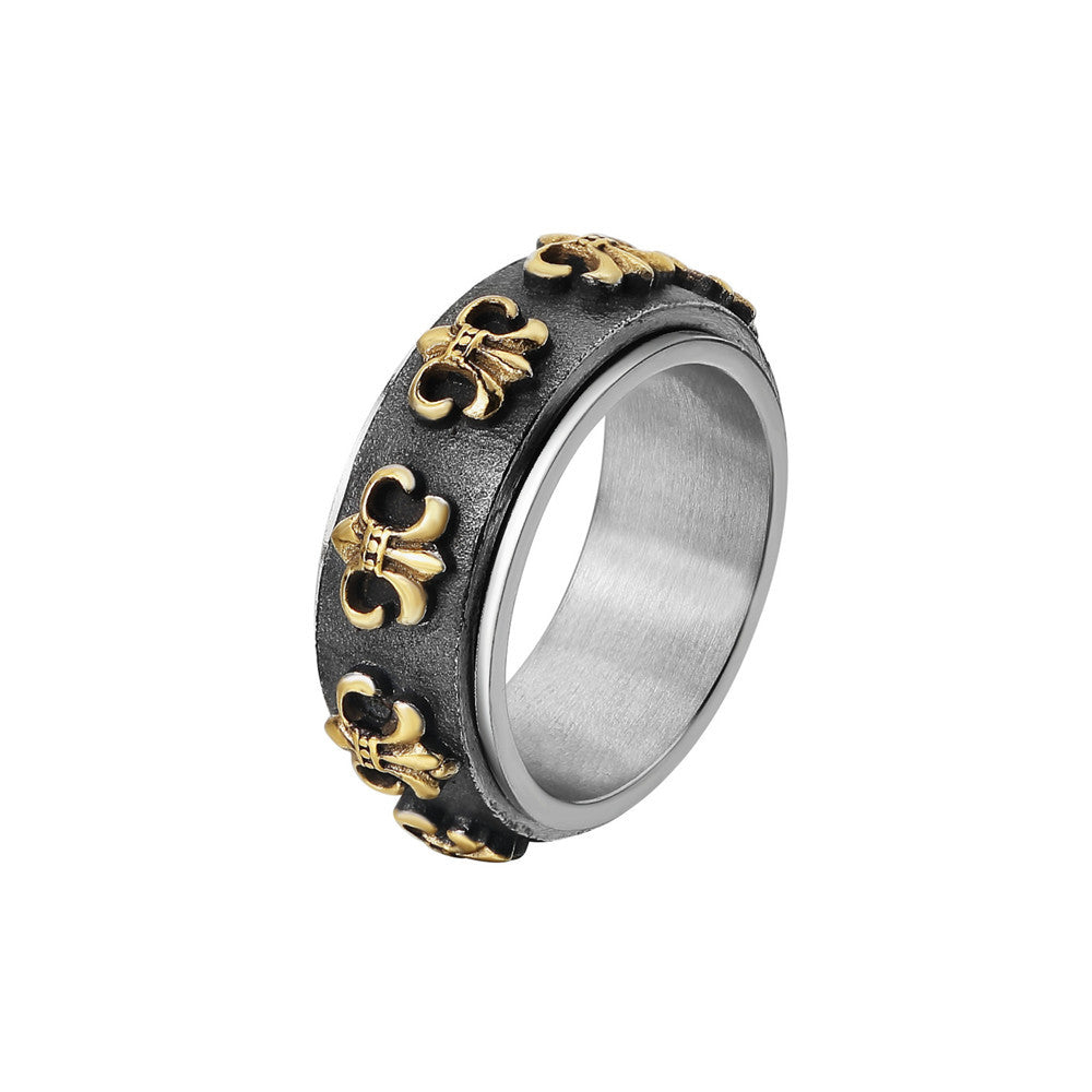 Children Flower Rotatable Titanium Steel Ring for Men