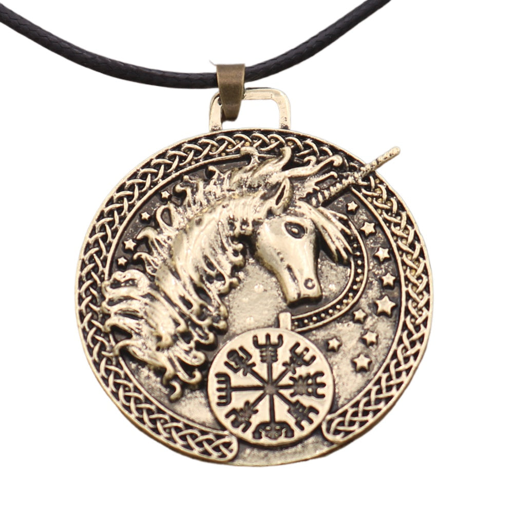 Majestic Viking Pirate Unicorn Necklace for Men - European & American Jewelry