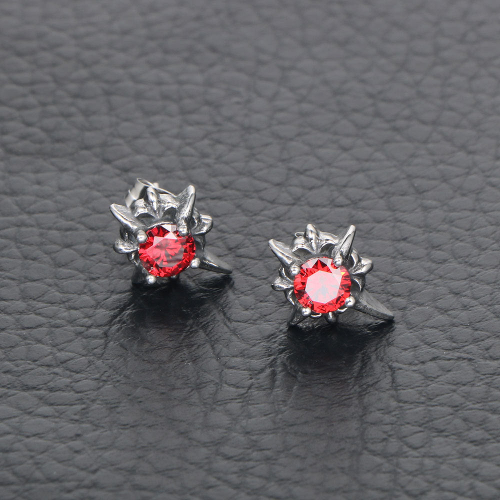 Trendy Men's Titanium Steel Punk Zircon Cross Flower Earrings