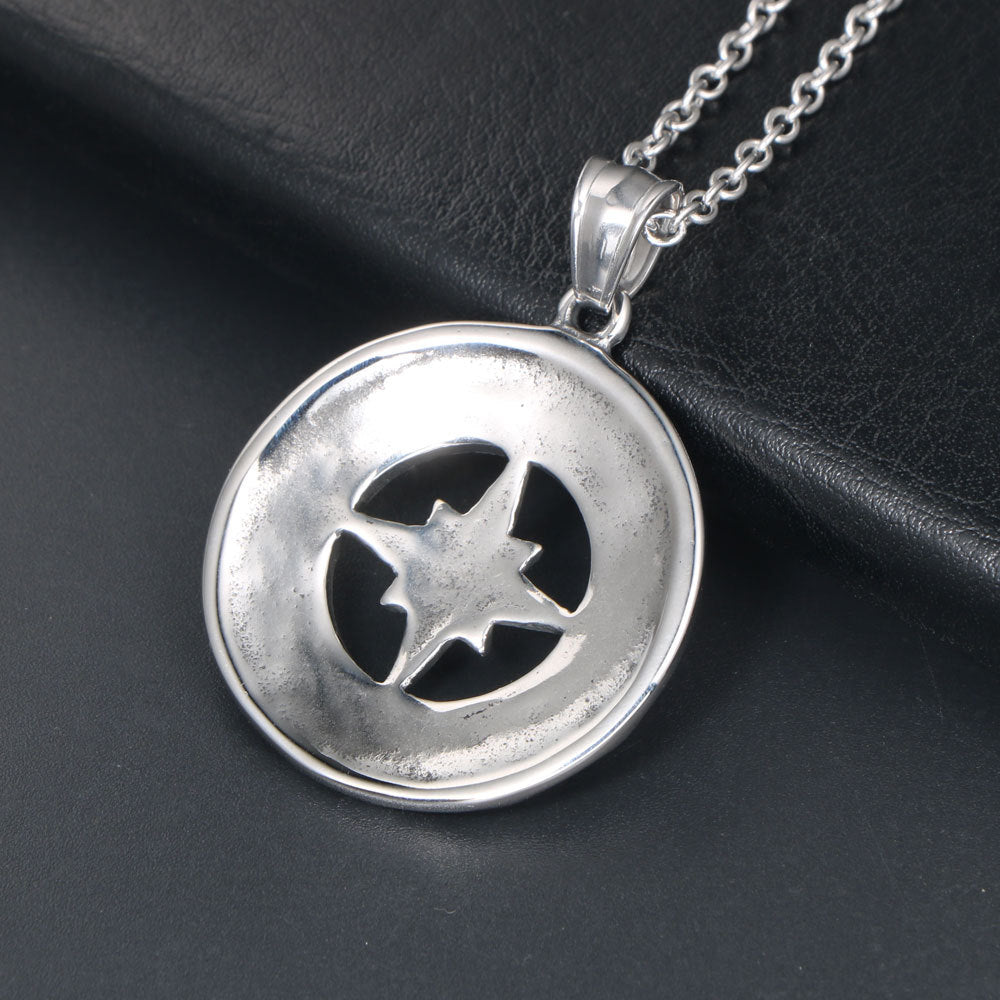 Personalized Punk Star Flower Pendant Necklace for Men - Titanium Steel Sweater Chain Accessories