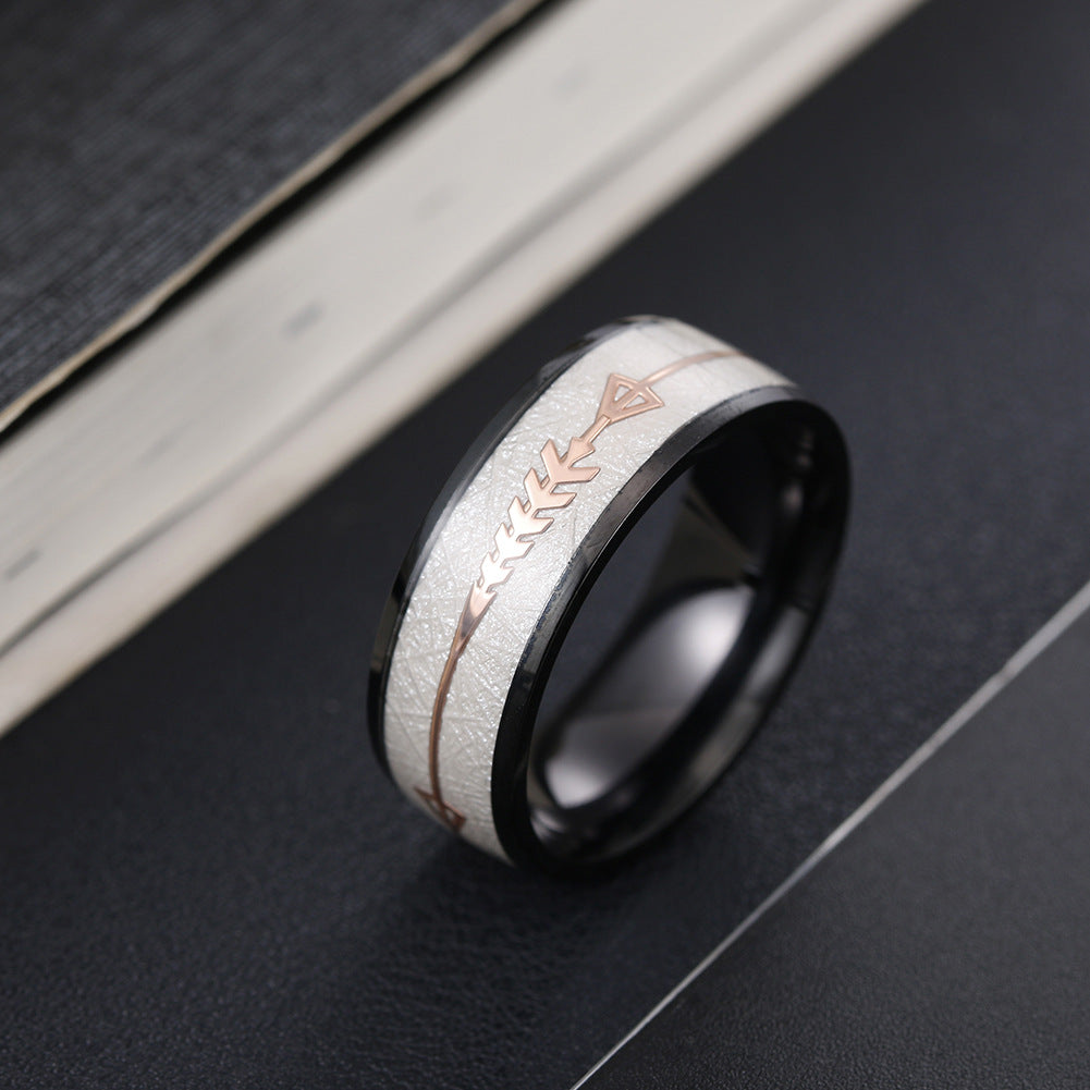 European-Style Titanium Fishbone Men's Ring - Wholesale Jewelry for Men