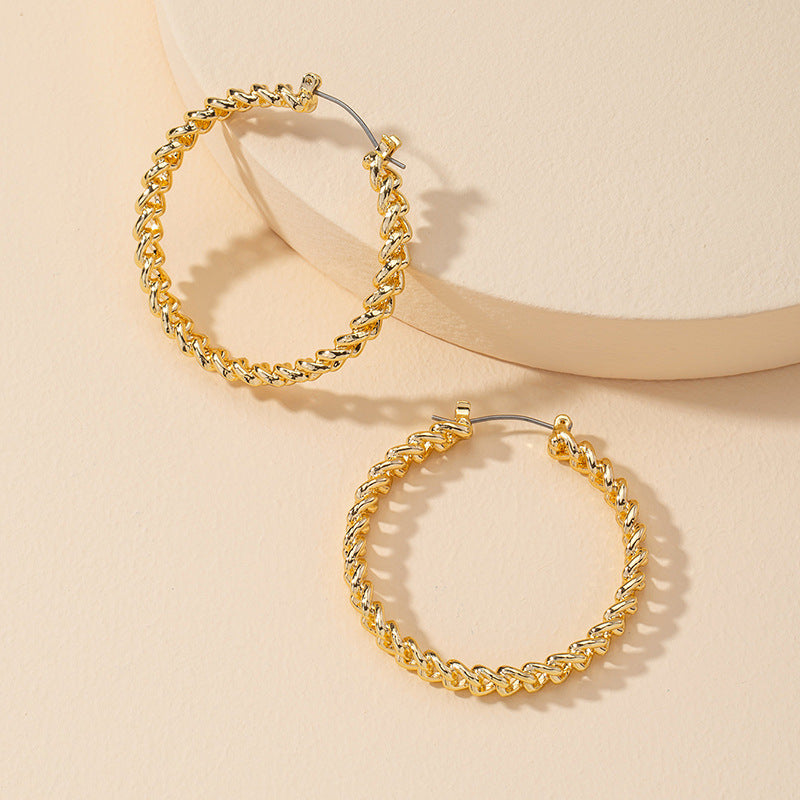 Chain Link Geometric Circle Earrings - Vienna Verve Collection by Planderful