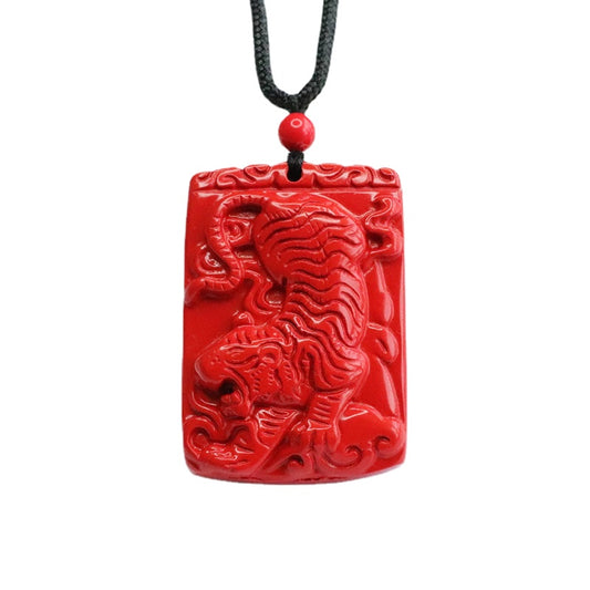 Tiger Brand Cinnabar Stone Mountain Tiger Pendant