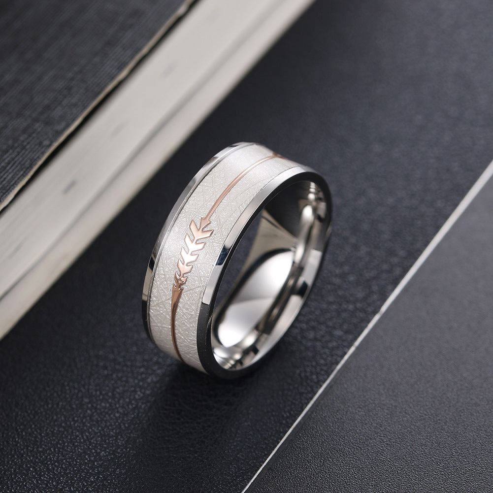 European-Style Titanium Fishbone Men's Ring - Wholesale Jewelry for Men