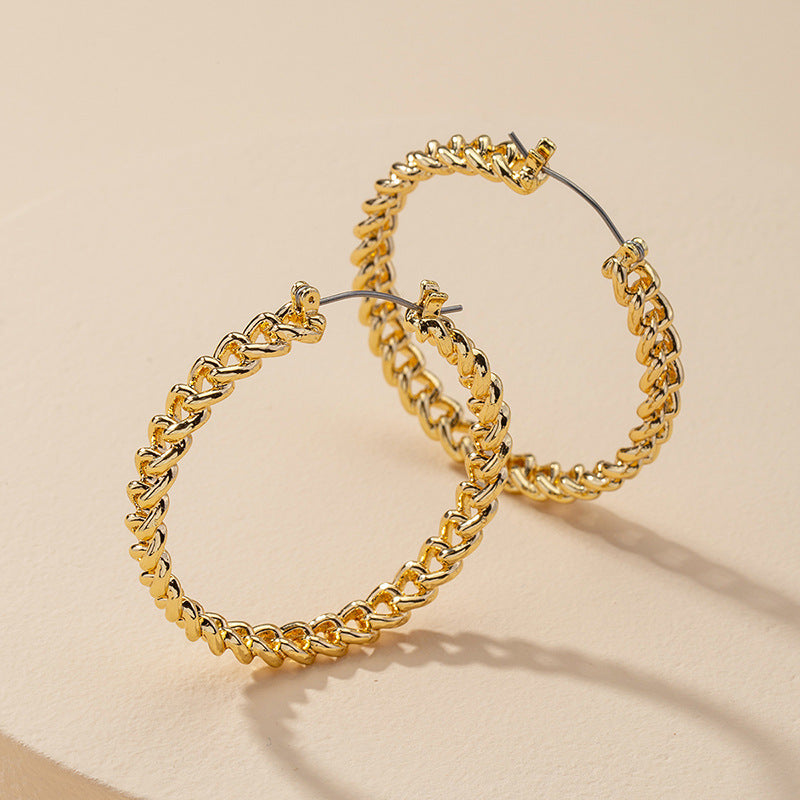 Chain Link Geometric Circle Earrings - Vienna Verve Collection by Planderful