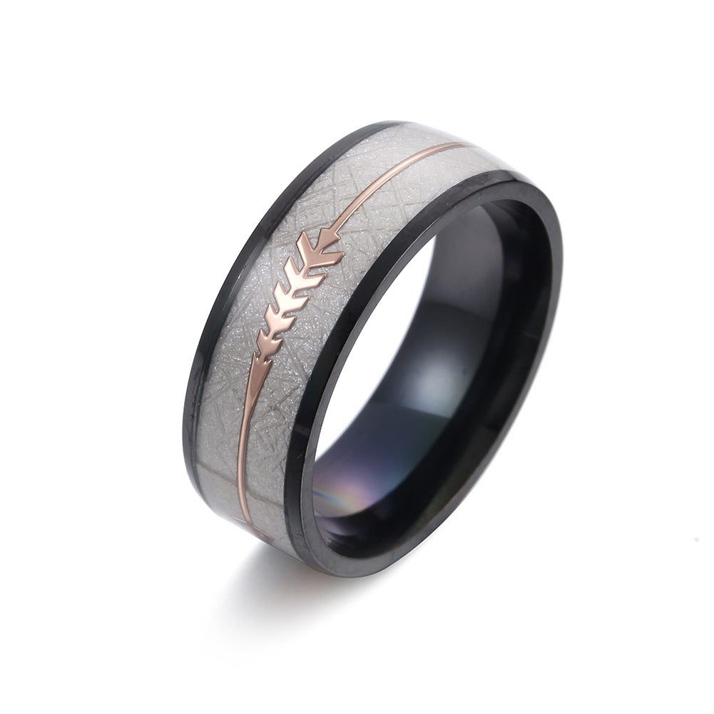 European-Style Titanium Fishbone Men's Ring - Wholesale Jewelry for Men