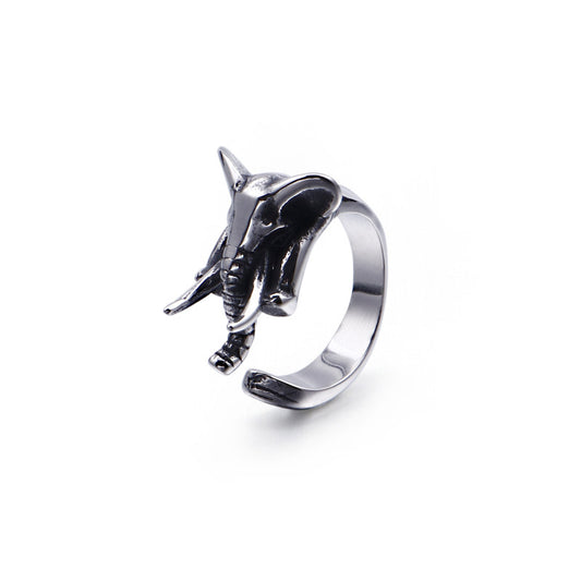 Creative Elephant Nose Men's Ring - European & American Punk Rock Style Open Ring for Men