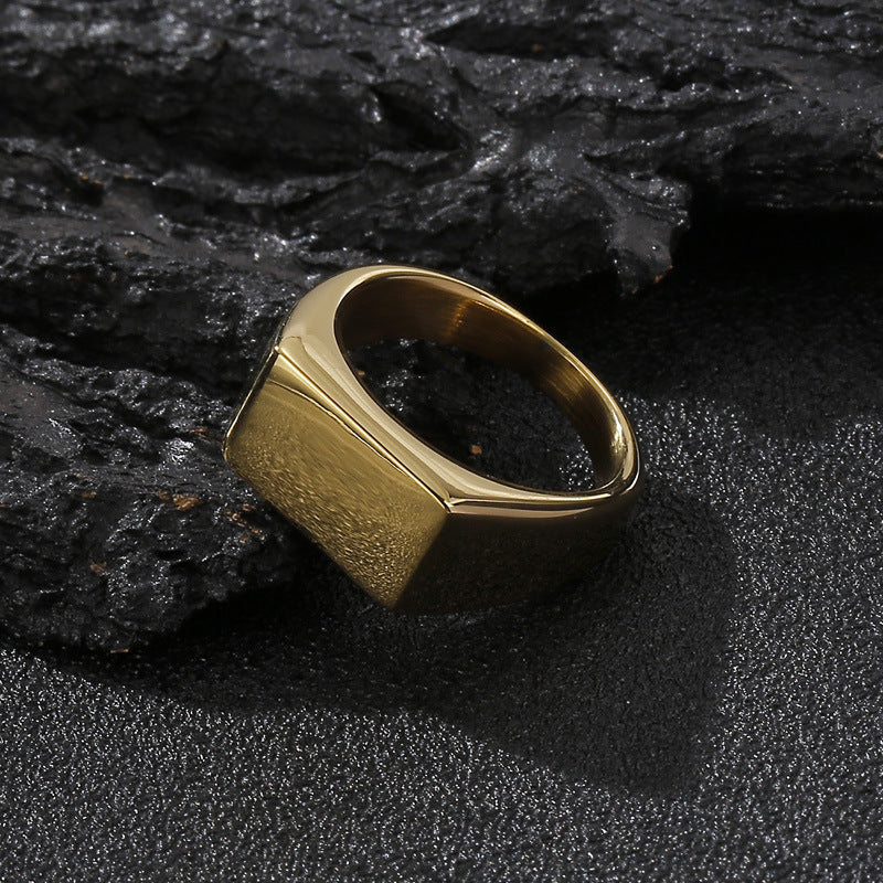 Korean-Inspired Glossy Titanium Steel Ring for Men - Bold Personality and Modern Fashion