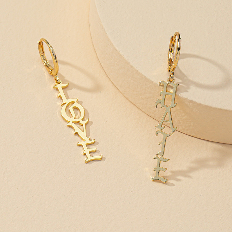 Amazon Exclusive Gold Love Hate Letter Earrings - Vienna Verve Collection