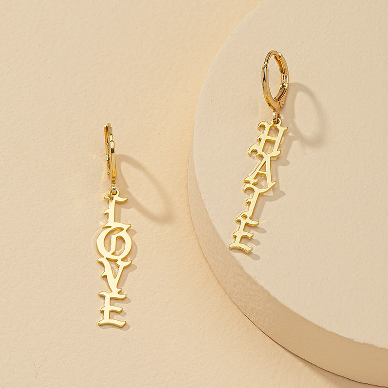 Amazon Exclusive Gold Love Hate Letter Earrings - Vienna Verve Collection