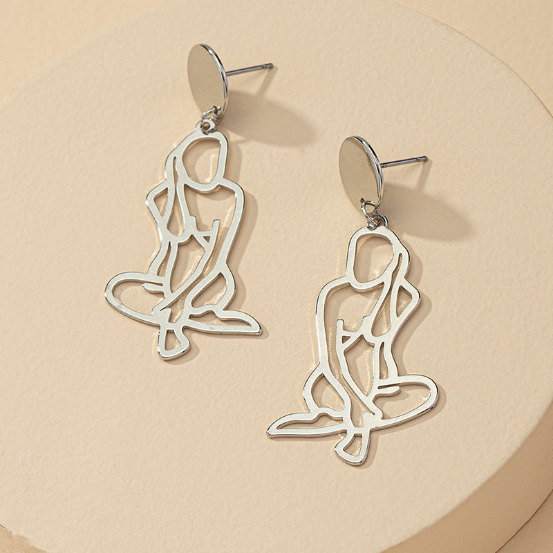 Exaggerated Metal Body Earrings with European Flair