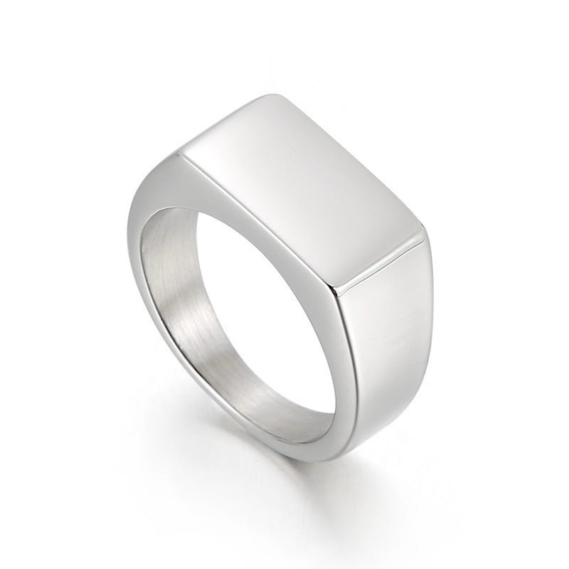 Korean-Inspired Glossy Titanium Steel Ring for Men - Bold Personality and Modern Fashion