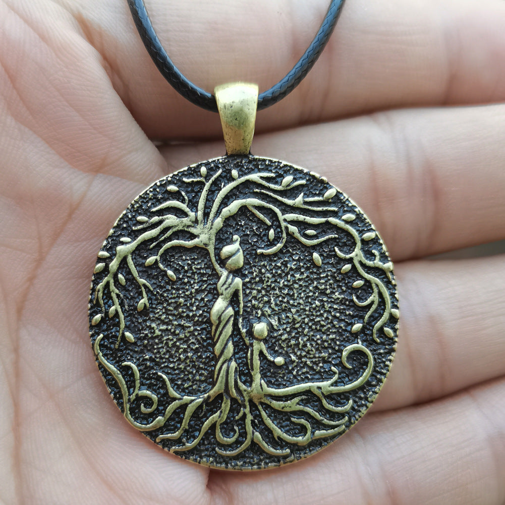 Norse Legacy Family Tree Pendant Necklace with Metal Material