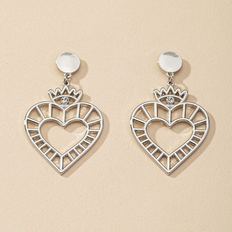 European and American Fashion Statement: Metal Heart Alloy Earrings - Vienna Verve Collection