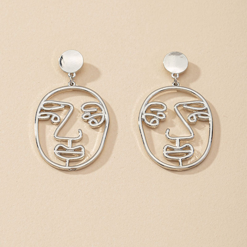 Exaggerated Personality Design Alloy Face Earrings