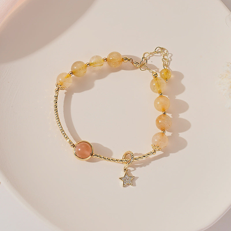 Sparkling Crystal Sunstone Bracelet for Women's Chic and Trendy Look - Sterling Silver Material