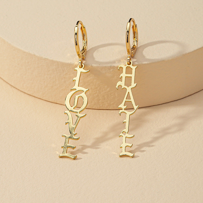 Amazon Exclusive Gold Love Hate Letter Earrings - Vienna Verve Collection