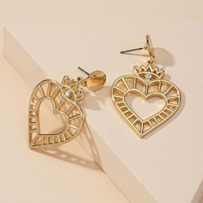 European and American Fashion Statement: Metal Heart Alloy Earrings - Vienna Verve Collection