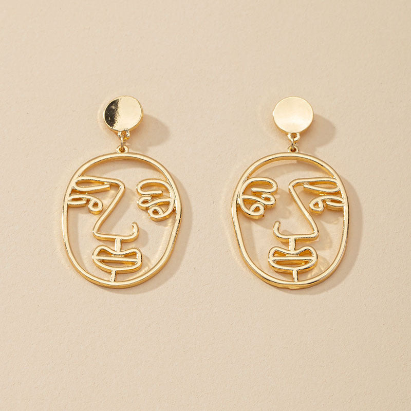 Exaggerated Personality Design Alloy Face Earrings