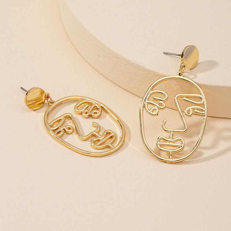 Exaggerated Personality Design Alloy Face Earrings