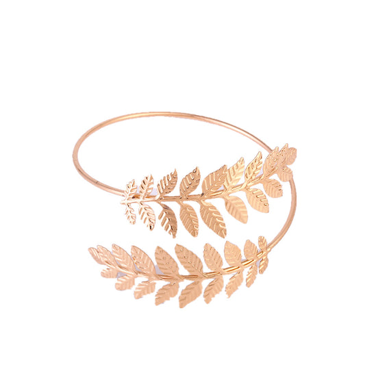 Extravagant Rhinestone Leaf Arm Cuff - Vienna Verve Collection