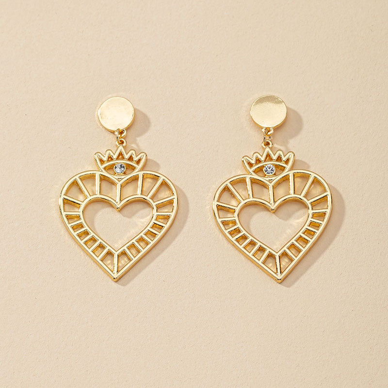 European and American Fashion Statement: Metal Heart Alloy Earrings - Vienna Verve Collection