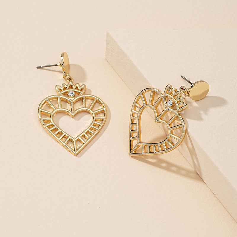 European and American Fashion Statement: Metal Heart Alloy Earrings - Vienna Verve Collection