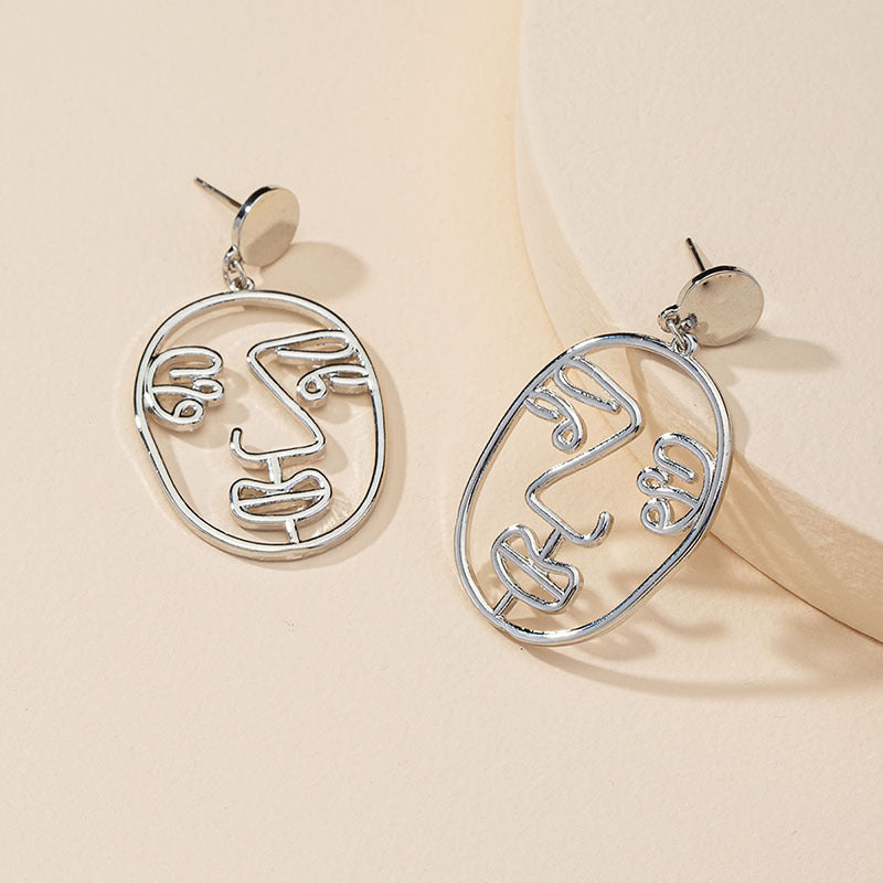 Exaggerated Personality Design Alloy Face Earrings