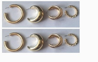 Wholesale Set of 4 Fashion Metal C-Shaped Earrings from Vienna Verve