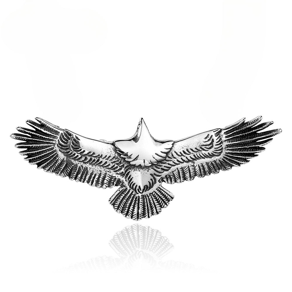 Vintage Titanium Steel Eagle Pendant Necklace for Men - Stylish Retro Jewelry by Planderful