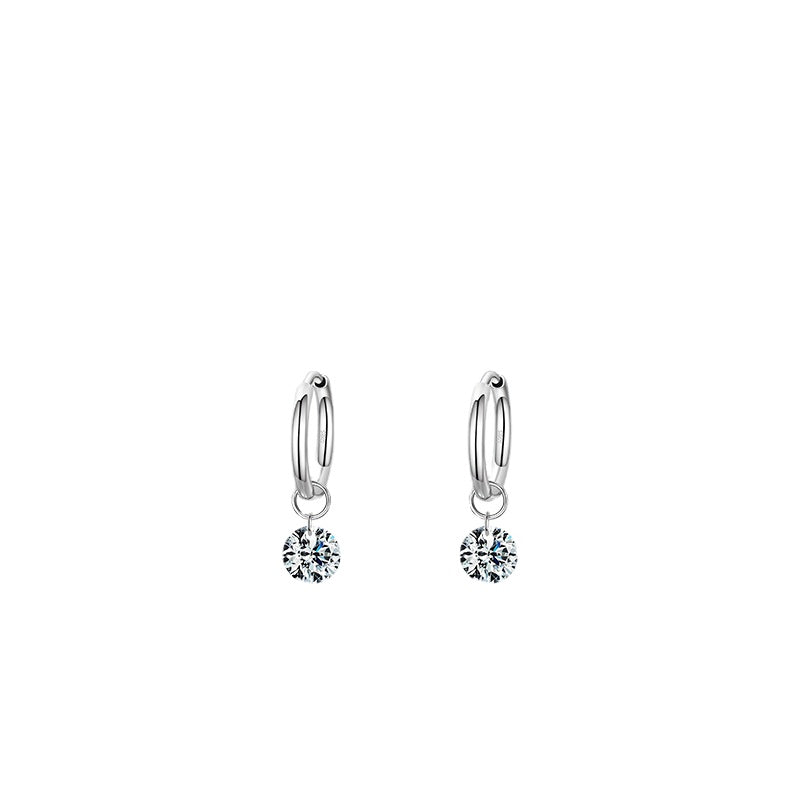 Glossy Sterling Silver Imitation Diamond Zircon Earrings