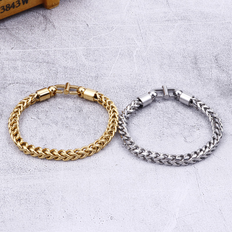 Creative Stainless Steel Chain Bracelet for Boys - Japanese and Korean Street Trend Jewelry Accessories for Men