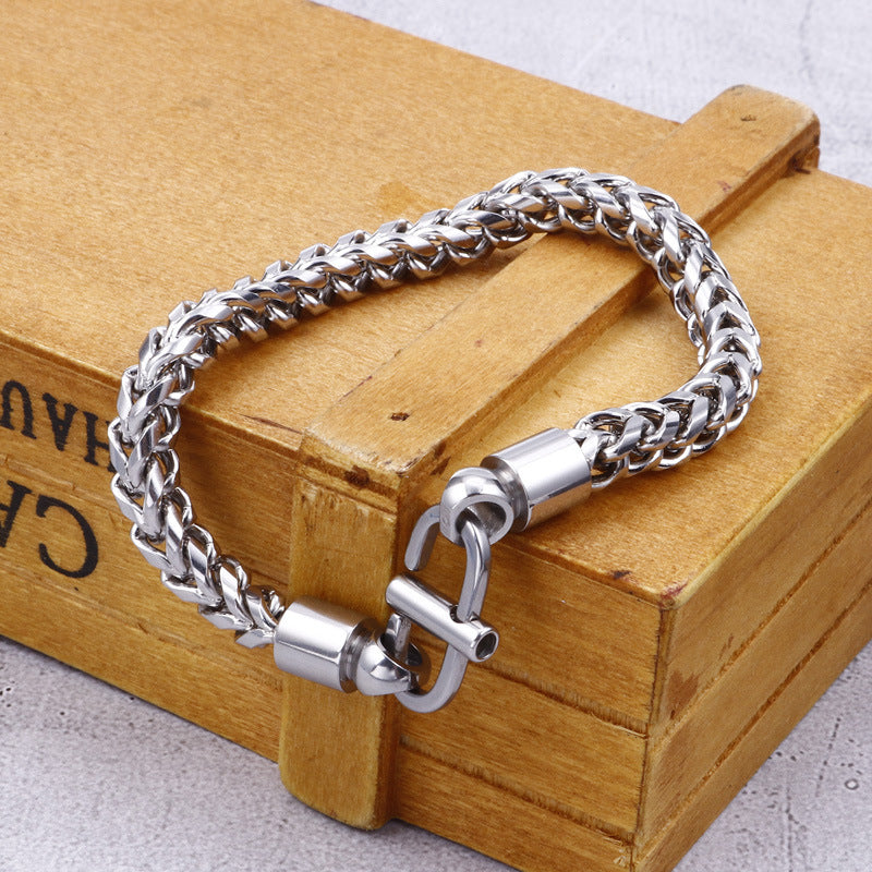 Creative Stainless Steel Chain Bracelet for Boys - Japanese and Korean Street Trend Jewelry Accessories for Men