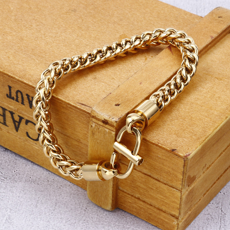 Creative Stainless Steel Chain Bracelet for Boys - Japanese and Korean Street Trend Jewelry Accessories for Men