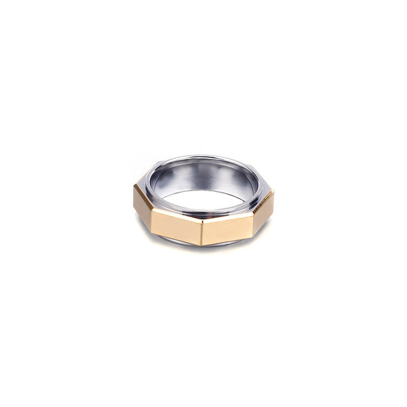 Stylish Geometric Men's Ring in 18K Gold Electroplated Stainless Steel - Hipster Tail Finger Jewelry for Men